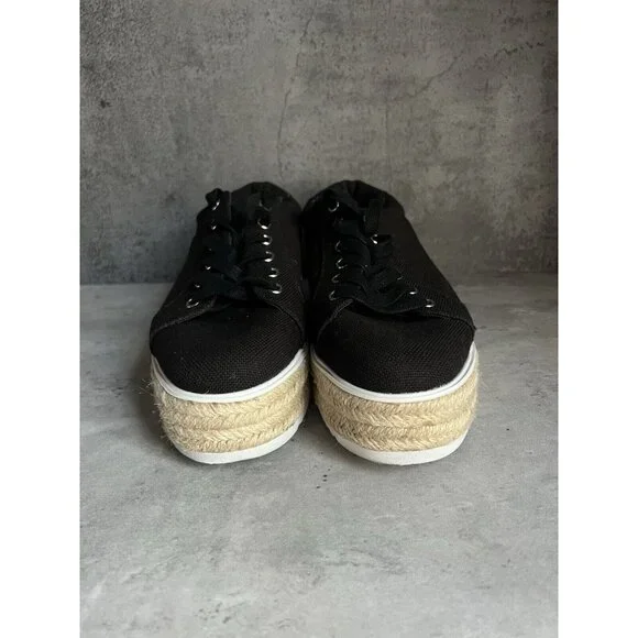 Steve Madden Karma Espadrille Sneakers Womens size 9.5 M Black White Platform - Picture 10 of 16
